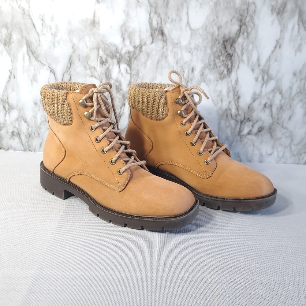 High Sierra Women's Leather Ankle Boots Lace‎ Up Chestnut Size 8M